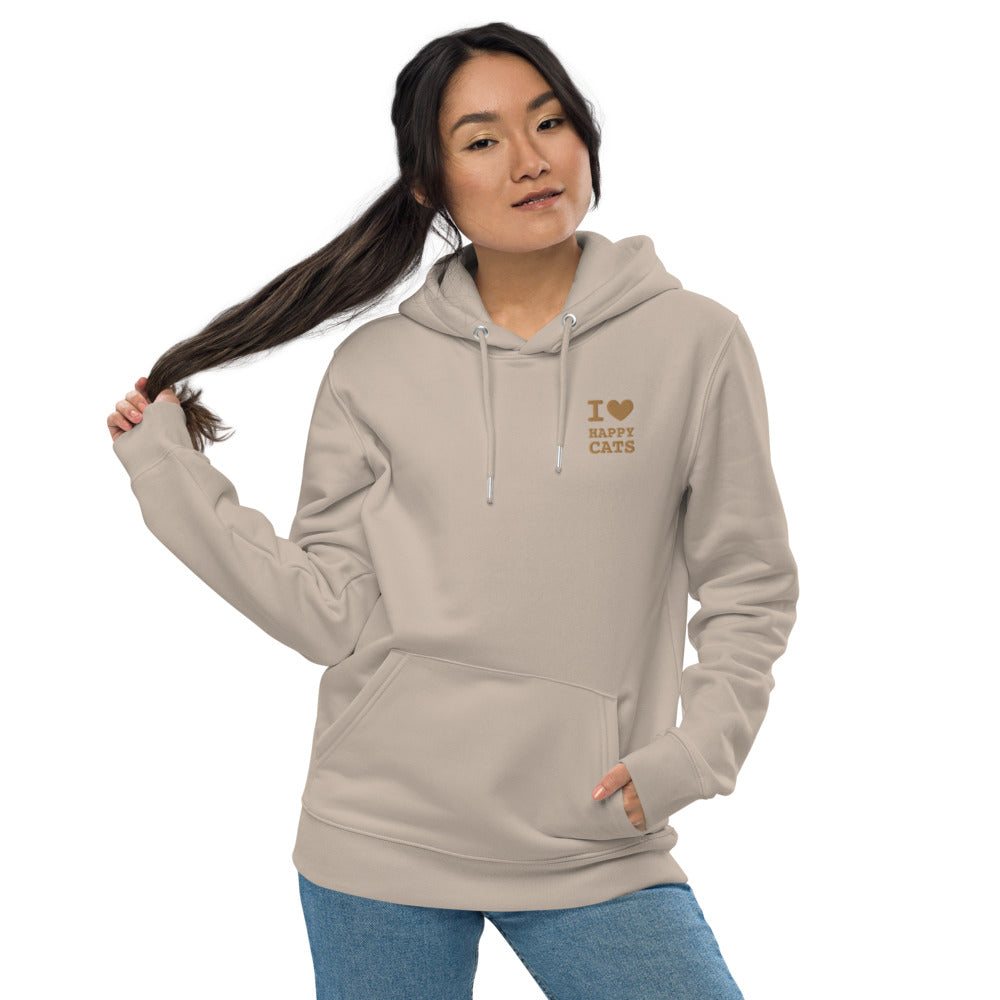 Premium Happy Cats Eco-Hoodie met geborduurd logo