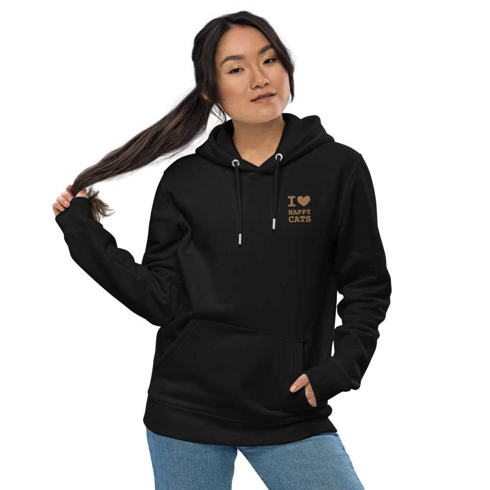 Premium Happy Cats Eco-Hoodie met geborduurd logo