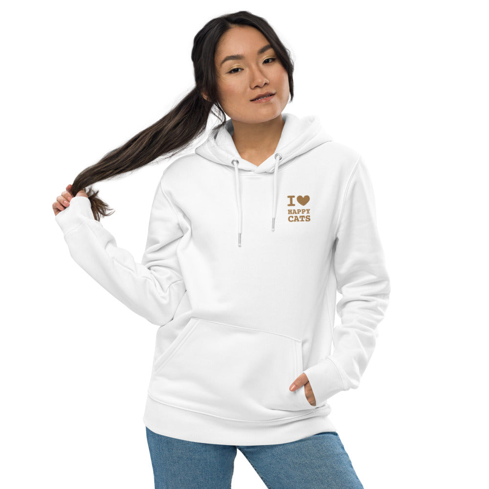 Premium Happy Cats Eco-Hoodie met geborduurd logo